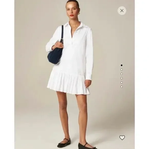 New! J. Crew Amelia Long Sleeve Cotton Poplin‎ Shirt Dress White 25206 - Picture 3 of 16